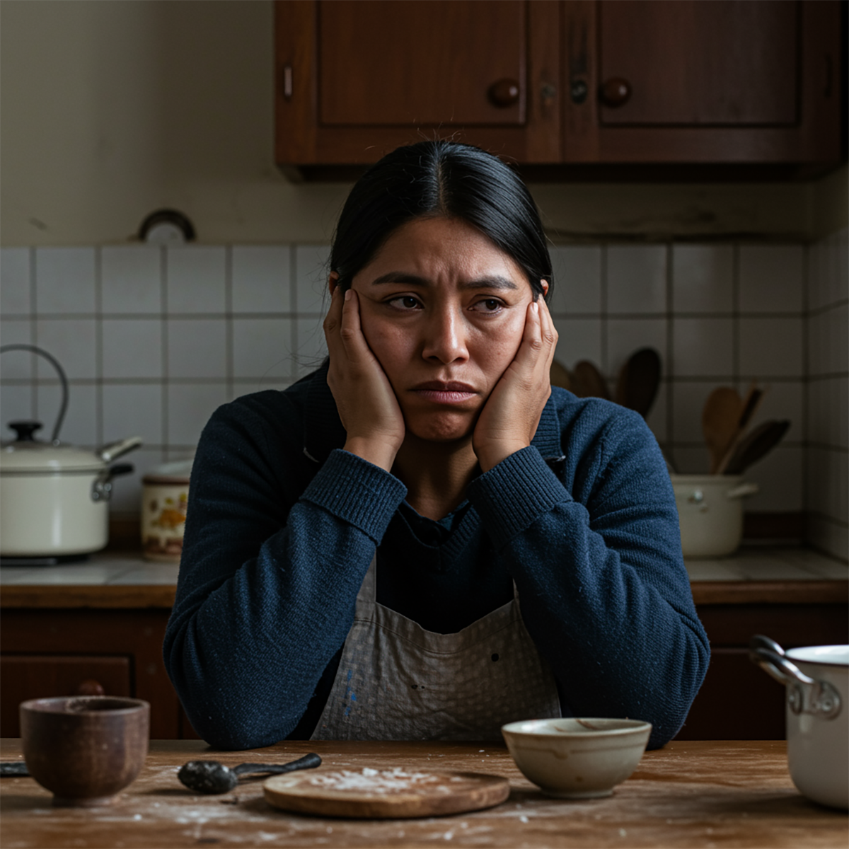 Mujer revisando documentos con preocupación